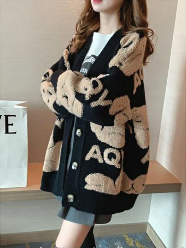 Loose Women's Knitted Cardigan - Thermal Long John 评论和价格