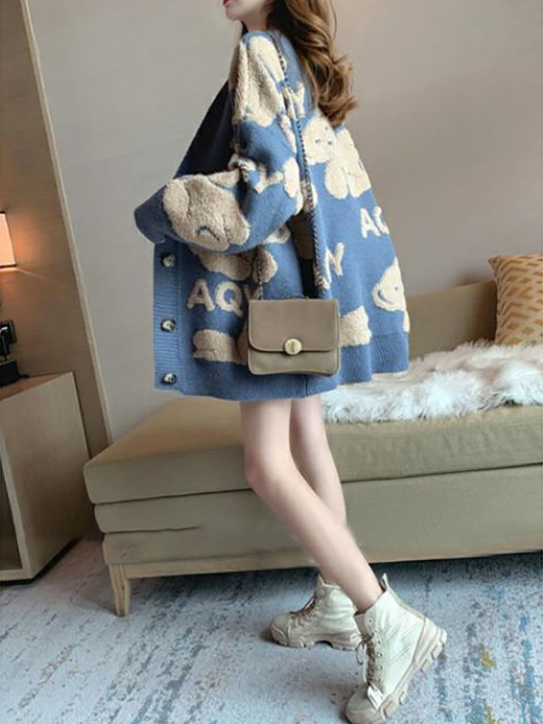 Loose Women's Knitted Cardigan - Thermal Long John 评论和价格