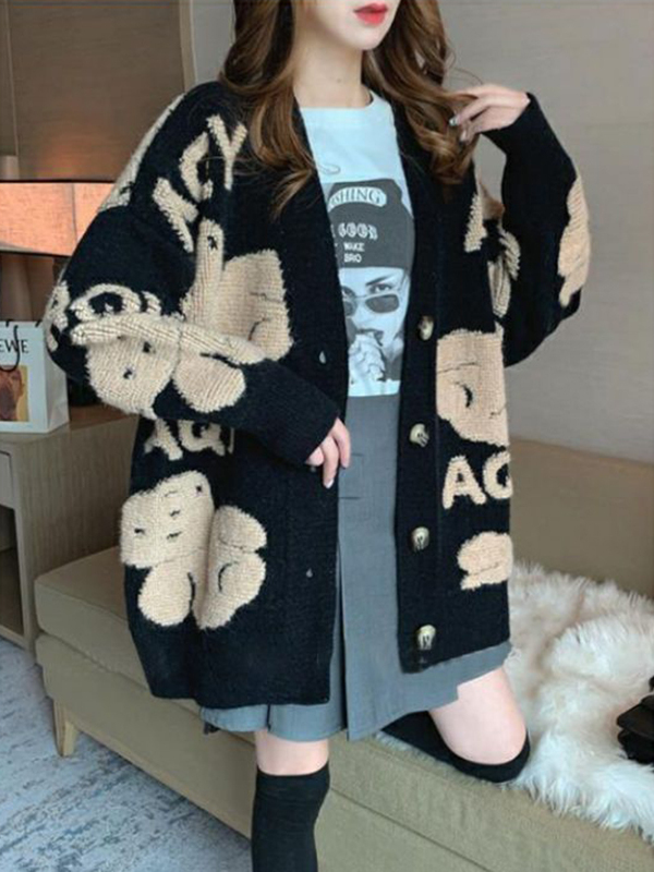 Loose Women's Knitted Cardigan - Thermal Long John 评论和价格