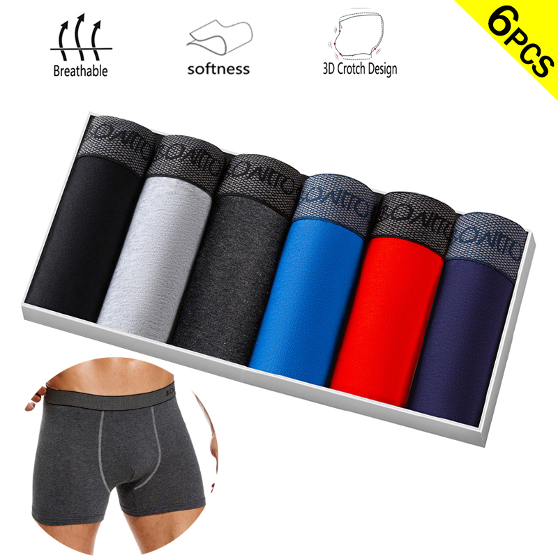 6pcs/pack Boxer Briefs Solid C - Multi Pack Underwear 评论和价格